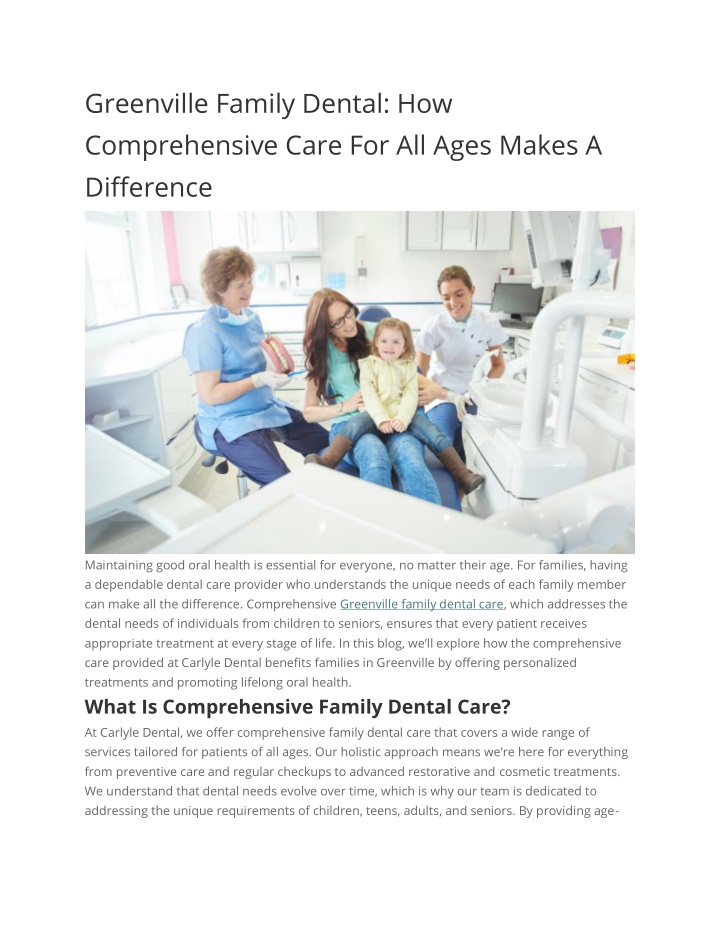 greenville family dental how comprehensive care