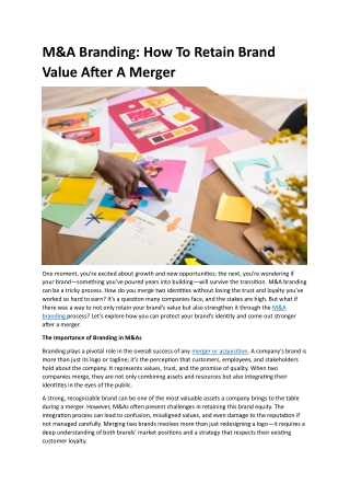 M&A Branding- How To Retain Brand Value After A Merger