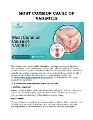 MOST COMMON CAUSE OF VAGINITIS