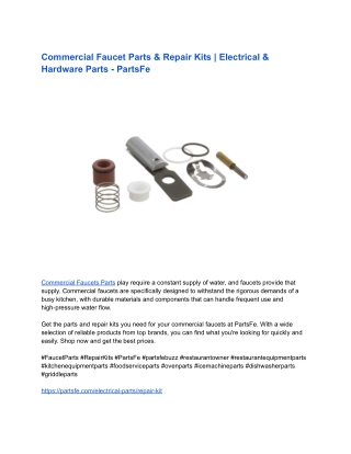 Commercial Faucet Parts & Repair Kits _ Electrical & Hardware Parts - PartsFe