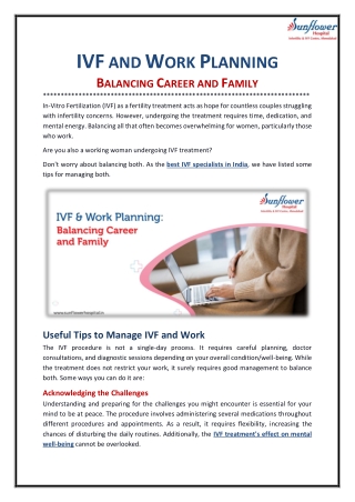 IVF and Work Planning Balancing Career and Family