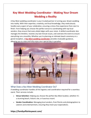 Key West Wedding Coordinator - Making Your Dream Wedding a Reality