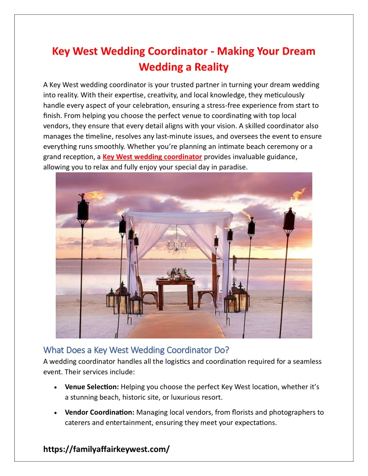 key west wedding coordinator making your dream