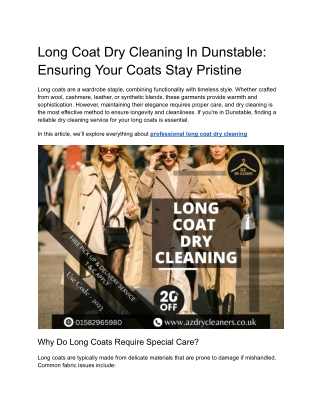 Long Coat Dry Cleaning In Dunstable