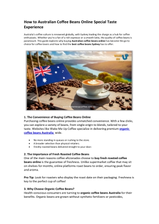 How to Australian Coffee Beans Online Special Taste Experience(1)