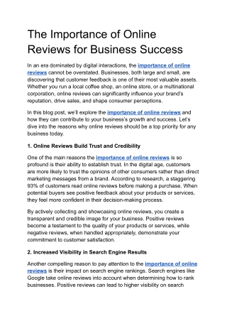 the importance of online reviews for business