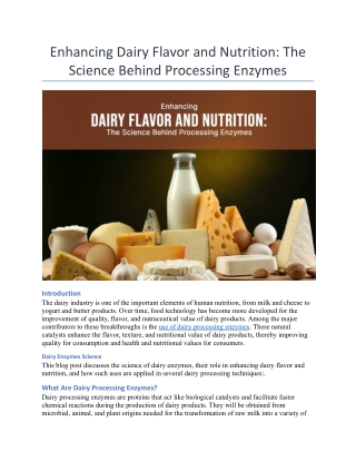 Boost Dairy Flavor & Nutrition with Advanced Processing Enzymes