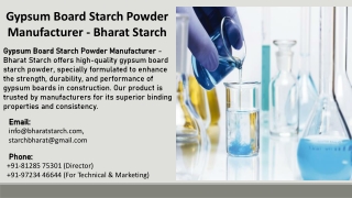 Gypsum Board Starch Powder Manufacturer - Bharat Starch