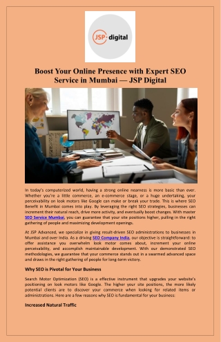 Boost Your Online Presence with Expert SEO Service in Mumbai — JSP Digital