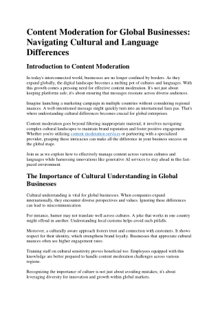 Content Moderation for Global Businesses: Navigating Cultural and Language