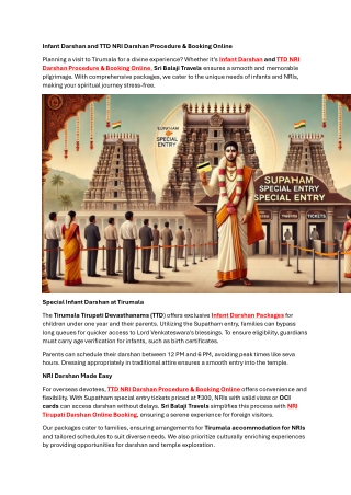 infant darshan and ttd nri darshan procedure