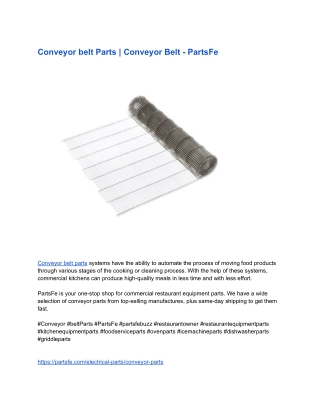 Conveyor belt Parts _ Conveyor Belt - PartsFe