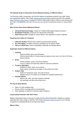 The Ultimate Guide to Using Vetro Power Waterproof Spray on Different Fabrics (VP blog).docx