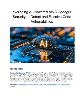 Leveraging AI-Powered AWS Codeguru Security to Detect and Resolve Code Vulnerabilities
