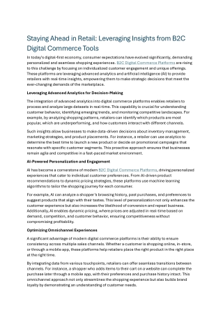 staying ahead in retail leveraging insights from