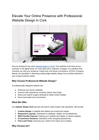 Elevate Your Online Presence with Professional Website Design in Cork