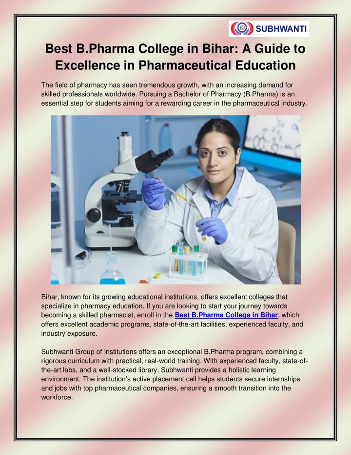 best b pharma college in bihar a guide