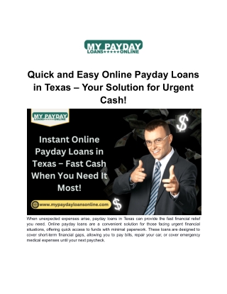 Fast and Reliable Online Payday Loans in Texas – Apply Now at My Payday Loans On