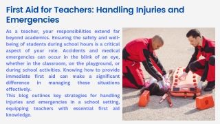 first aid for teachers handling injuries