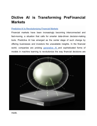 Descriptive Overview: Dictive AI Transforming Pre-Financial Markets