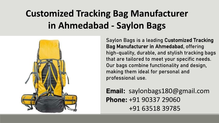 customized tracking bag manufacturer in ahmedabad