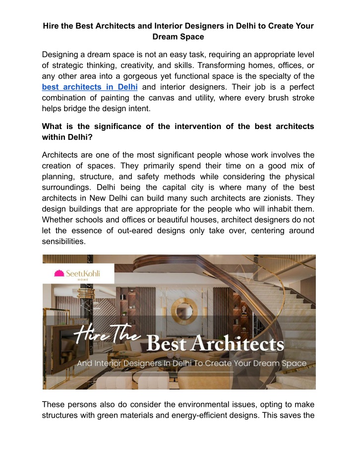 hire the best architects and interior designers