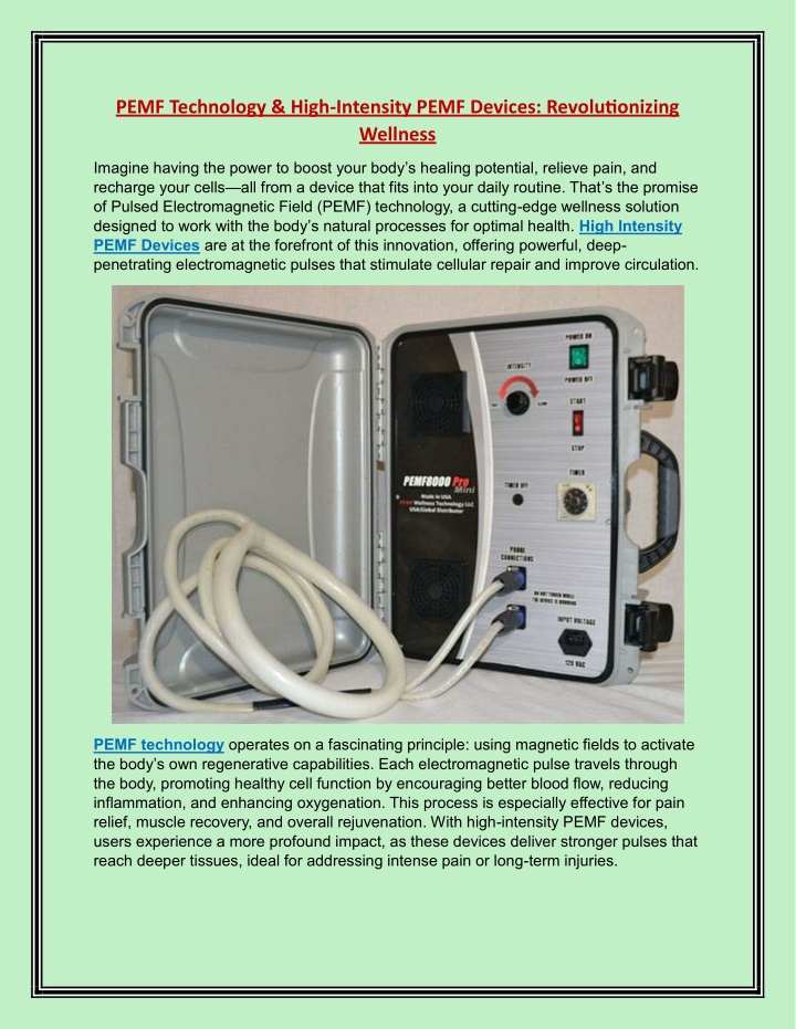 pemf technology high intensity pemf devices