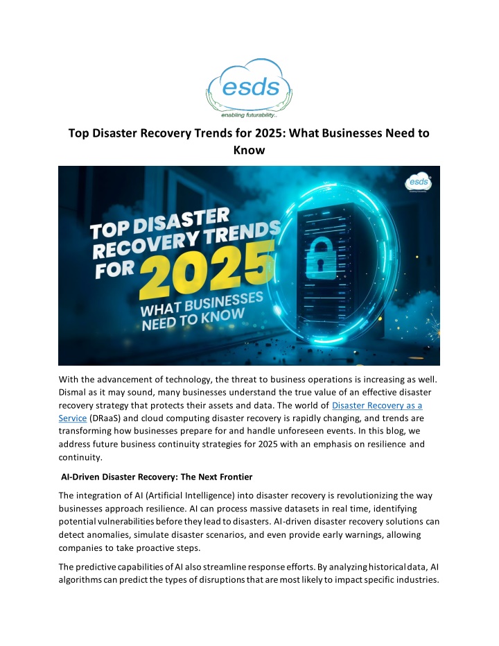 top disaster recovery trends for 2025 what