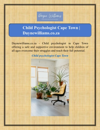 Child Psychologist Cape Town | Daynewilliams.co.za