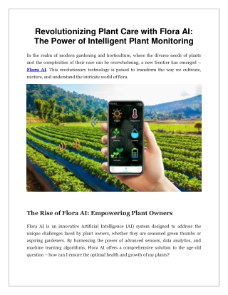 Revolutionizing Plant Care with Flora AI The Power of Intelligent Plant Monitoring