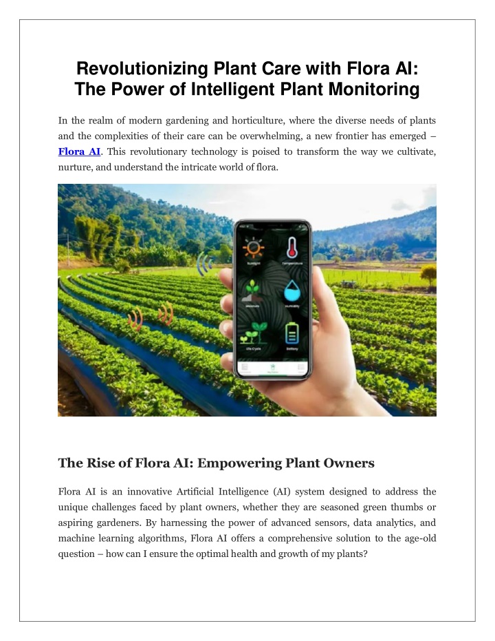 revolutionizing plant care with flora