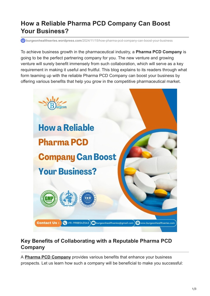 how a reliable pharma pcd company can boost your