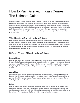 How to Pair Rice with Indian Curries_ The Ultimate Guide