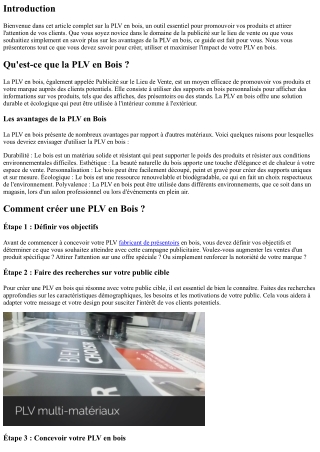 PLV en Bois : Mode d'Emploi pour les Débutants