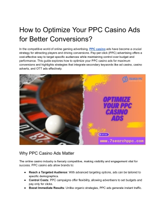 How to Optimize Your PPC Casino Ads for Better Conversions?