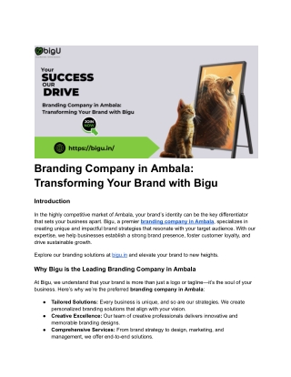 Top Branding Company in Ambala | Build a Powerful Brand Identity