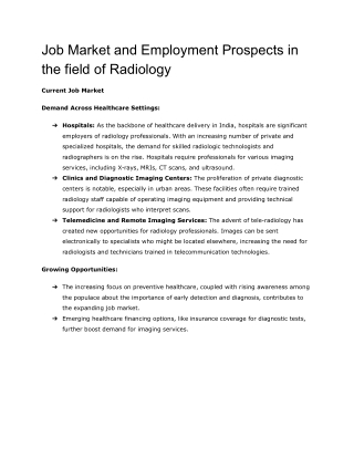 Job Market and Employment Prospects in the field of Radiology