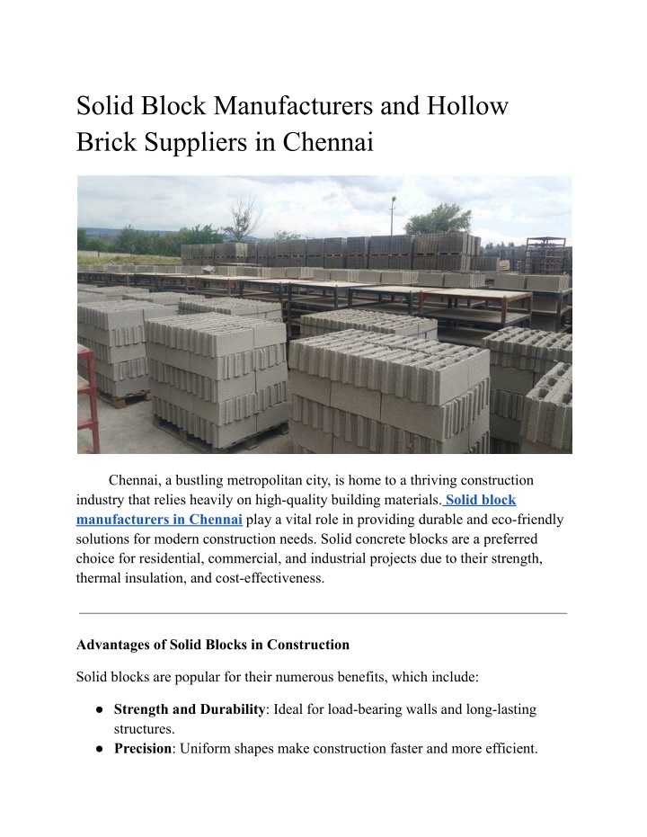 solid block manufacturers and hollow brick