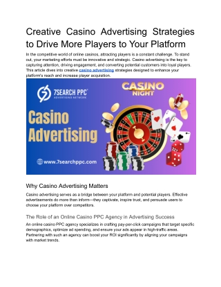Creative Casino Advertising Strategies to Drive More Players to Your Platform