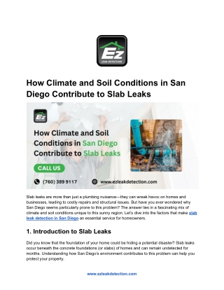 How Climate and Soil Conditions in San Diego Contribute to Slab Leaks