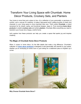 Transform Your Living Space with Chumbak_ Home Décor Products, Crockery Sets, and Planters