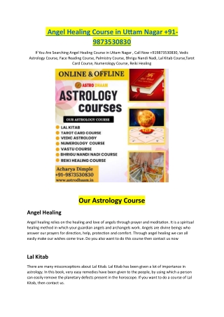 Angel Healing Course in Uttam Nagar  91-9873530830