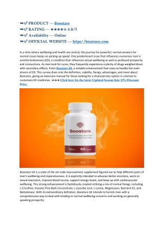 product boostaro rating availability online