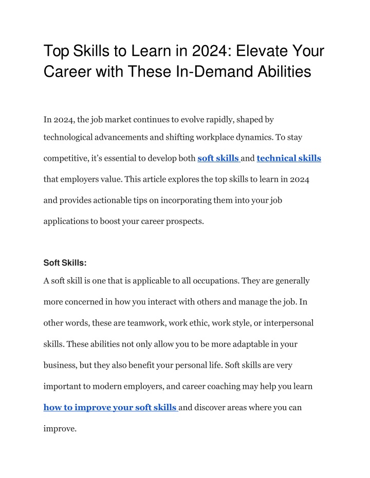 top skills to learn in 2024 elevate your career with these in demand abilities