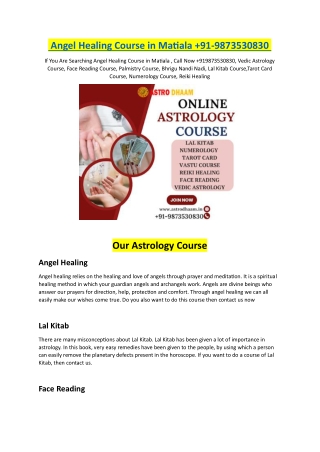 angel healing course in matiala 91 9873530830