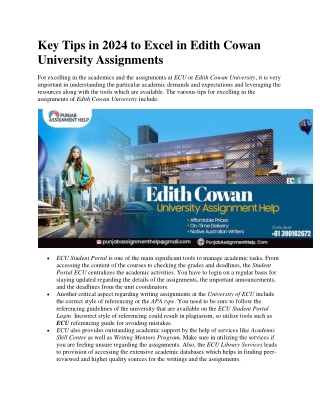 Key Tips in 2024 to Excel in Edith Cowan University Assignments