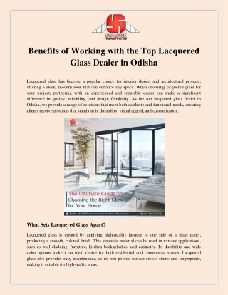 Benefits of Working with the Top Lacquered Glass Dealer in Odisha