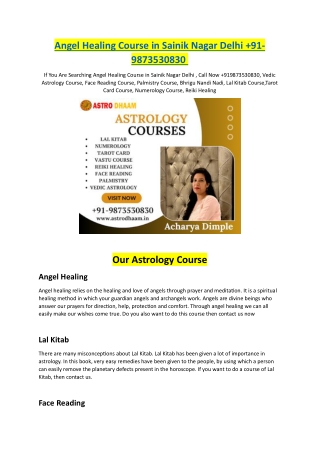 Angel Healing Course in Sainik Nagar Delhi  91-9873530830
