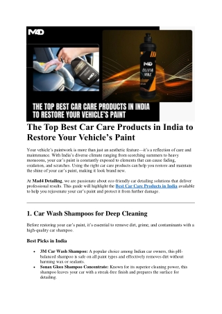 The Top Best Car Care Products in India to Restore Your Vehicle