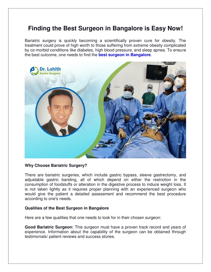 finding the best surgeon in bangalore is easy now